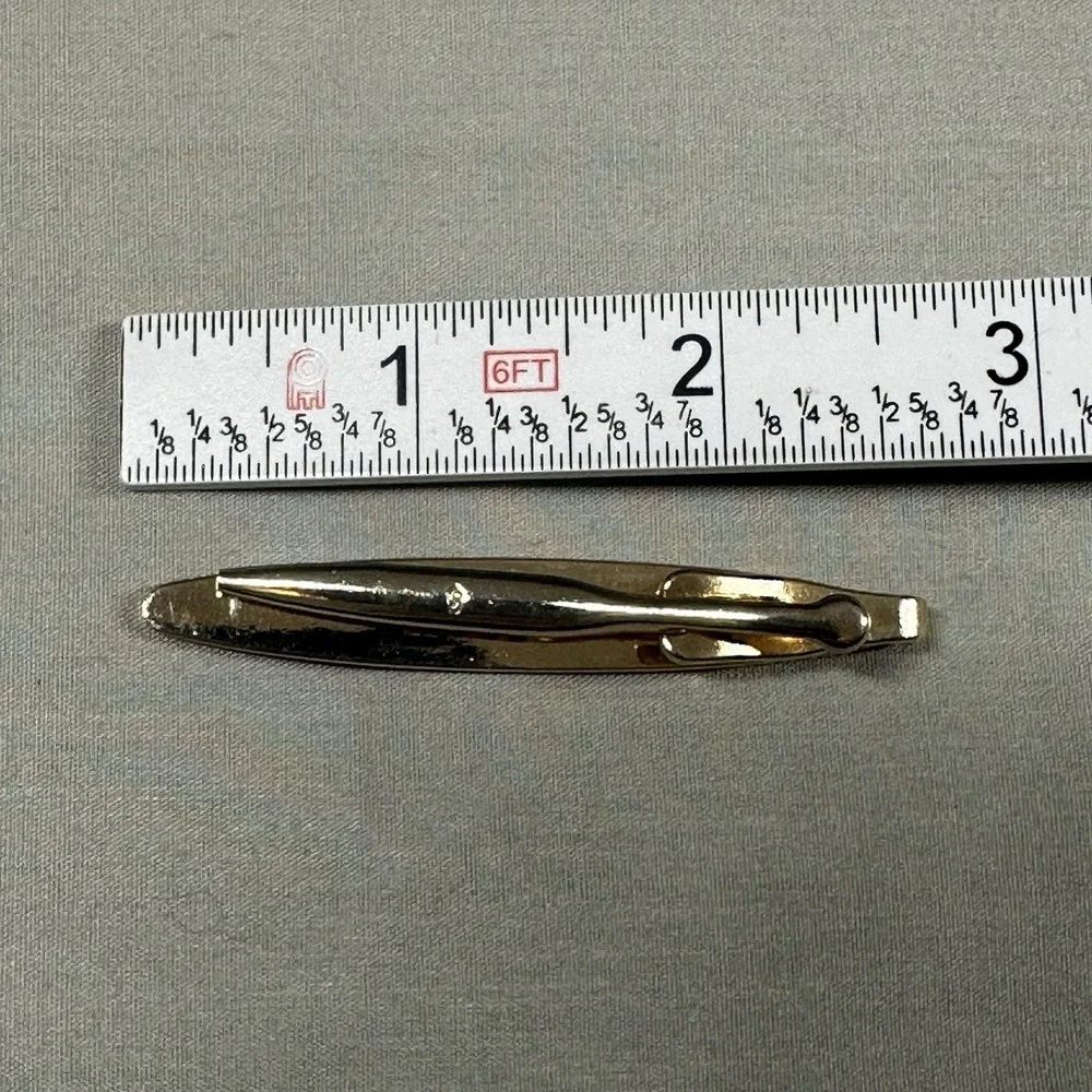 Vintage Swank Gold-Tone‎ Tie Clip Bar w/ Amber Stone 1960s–70s USA